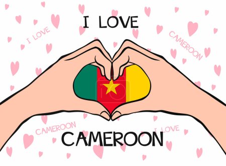 Ilustración de Hands showing   heart gesture.  I love Cameroon - Imagen libre de derechos
