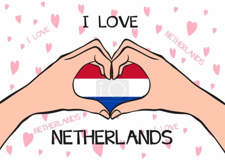Ilustración de Hands showing   heart gesture.  I love Netherlands - Imagen libre de derechos