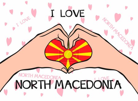 Téléchargez les illustrations : Hands showing   heart gesture.  I love  Macedonia - en licence libre de droit