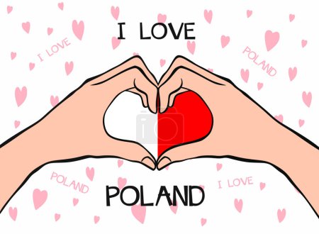 Illustration for Hands showing   heart gesture.  I love Poland - Royalty Free Image