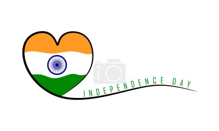 Ilustración de Indian flag in the shape of a heart. India independence day design. 15 August 1947 - Imagen libre de derechos
