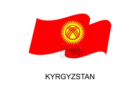 Téléchargez les illustrations : Kyrgyzstan flag vector. Kyrgyzstan flag on white background. Vector illustration eps10 - en licence libre de droit