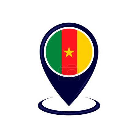 Ilustración de Location icon with  Cameroon flag isolated. Cameroon flag and map pointer icon. vector illustration - Imagen libre de derechos