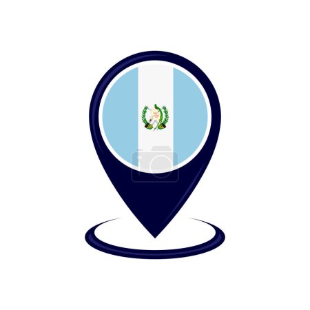 Ilustración de Location icon with Guatemala flag isolated. Guatemala flag and map pointer icon. vector illustration - Imagen libre de derechos