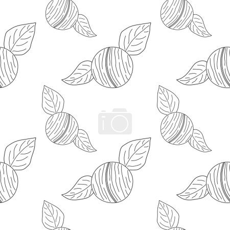 Téléchargez les illustrations : Macadamia seamless pattern. Linear Macadamia seamless background for print. vector illustration - en licence libre de droit