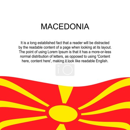 Téléchargez les illustrations : Flag of Macedonia  for banner in square white background. Macedonia flag with space for text. Macedonia square banner with flag. vector illustration eps10 - en licence libre de droit