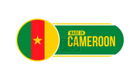 Ilustración de Made in Cameroon. Product packaging label with Cameroon flag. Vector illustration - Imagen libre de derechos