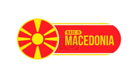 Téléchargez les illustrations : Made in Macedonia. Product packaging label with Macedonia flag. Vector illustration - en licence libre de droit