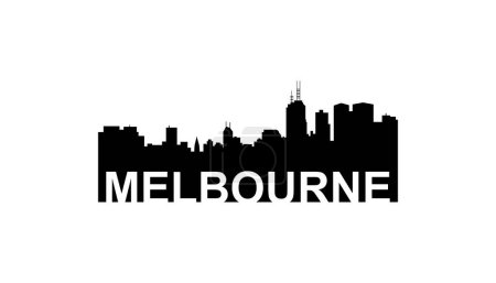 Illustration for Melbourne skyline of night in the evening. city view. vector illustration. - Royalty Free Image