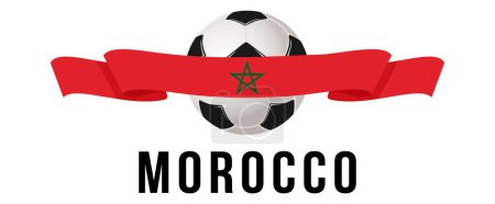 Téléchargez les illustrations : Morocco Flag with Ball. Soccer ball on the white background with the flag of Morocco . Vector illustration for banner and poster. - en licence libre de droit