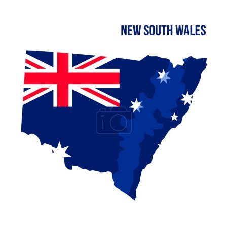Ilustración de New South Wales map with flag. vector illustration - Imagen libre de derechos
