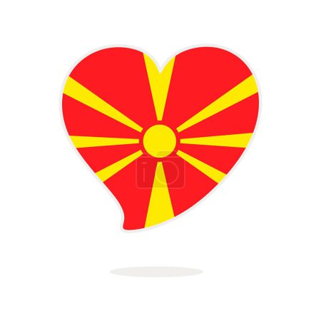 Téléchargez les illustrations : North Macedonia heart flag, vector illustration on a white background - en licence libre de droit