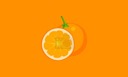 Téléchargez les illustrations : Fruit orange sur fond orange. - en licence libre de droit
