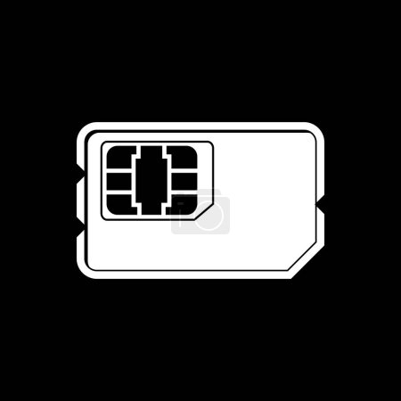 Illustration for Phone sim card icon. black and white illustration. - Royalty Free Image
