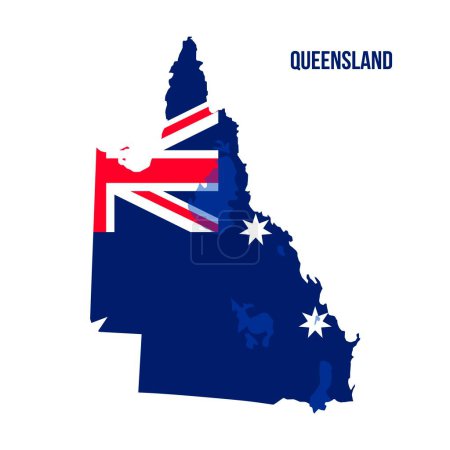 Ilustración de Vector illustration of an outline map Queensland flag - Imagen libre de derechos