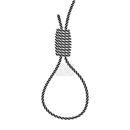 Ilustración de Rope Knot Suicide Isolated On White background. Rope Knot Suicide, monochrome silhouette. Flat vector illustration - Imagen libre de derechos