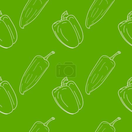 Illustration for Seamless pattern Bell Peppers in linear style. Hand drawn Pepper seamless pattern. vector illustration. - Royalty Free Image