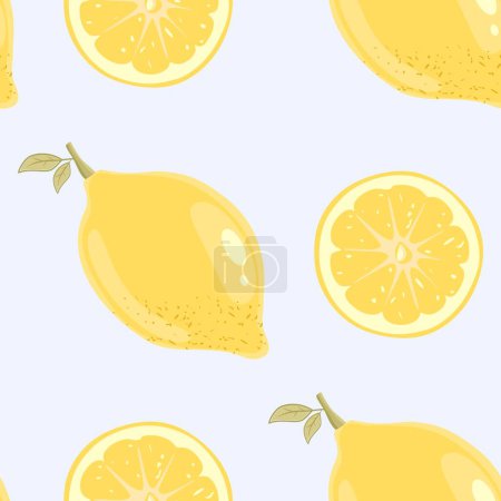 Photo for Seamless pattern Lemon, Whole and pieces with yellow juicy softness. Seamless Fresh citrus lemon pattern. Tropical sour food and cut slice, segment. Vector eps10 - Royalty Free Image