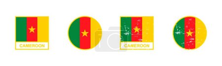 Ilustración de Set of flag of Cameroon in square and round shape isolated on white background. vector illustration - Imagen libre de derechos