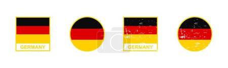 Téléchargez les illustrations : Ensemble de drapeau de l'Allemagne en forme carrée et ronde isolé sur fond blanc. illustration vectorielle. - en licence libre de droit