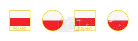 Illustration for Set of flag of Poland in square and round shape isolated on white background. vector illustration - Royalty Free Image