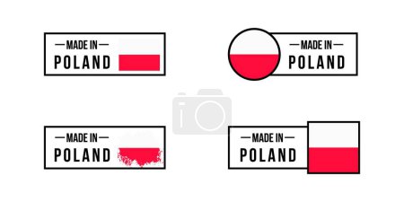 Illustration for Set of made in Poland labels, made in Poland vector sticker pack, Polish flag, Polish product emblem, Vector illustration - Royalty Free Image