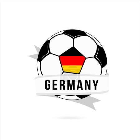 Téléchargez les illustrations : Soccer ball minimal design with German flag. Flag of Germany in a soccer ball with the text Germany on the ribbon. Vector illustration eps10. - en licence libre de droit