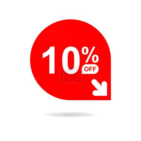 Ilustración de Special offer sale red tag isolated vector illustration. 10 percent off. Discount offer price tag, retail promotion campaign symbol, sale promo marketing, 10% discount sticker, shopping day promotional offer. vector eps10 - Imagen libre de derechos