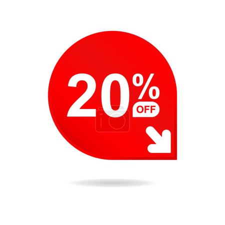 Illustration for Special offer sale red tag. Discount offer price tag, retail promotion campaign symbol, sale promo marketing, 20% discount sticker, shopping day promotional offer. 20 percent off, vector eps10 - Royalty Free Image