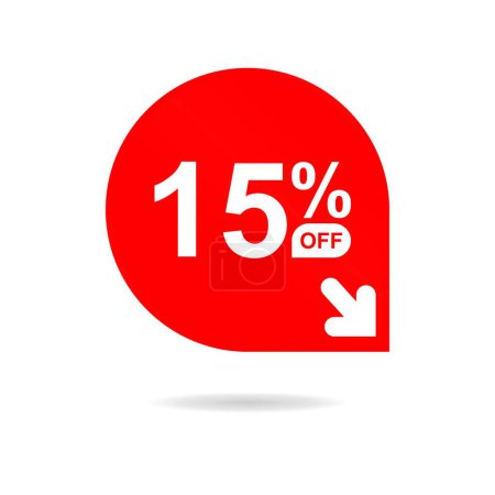 Illustration for Special offer sale red tag. Discount offer price tag, retail promotion campaign symbol, sale promo marketing, 15% discount sticker, shopping day promotional offer. 15 percent off, vector eps10 - Royalty Free Image