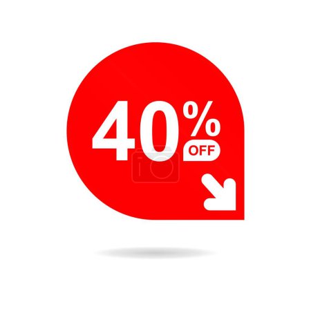 Illustration for Special offer sale red tag. Discount offer price tag, retail promotion campaign symbol, sale promo marketing, 40% discount sticker, shopping day promotional offer. 40 percent off, vector eps10. - Royalty Free Image