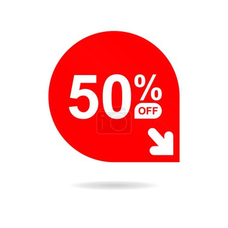 Téléchargez les illustrations : Special offer sale red tag. Discount offer price tag, retail promotion campaign symbol, sale promo marketing, 50% discount sticker, shopping day promotional offer. 50 percent off, vector eps10. - en licence libre de droit