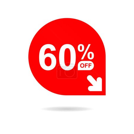 Illustration for Special offer sale red tag. Discount offer price tag, retail promotion campaign symbol, sale promo marketing, 60% discount sticker, shopping day promotional offer. 60 percent off, vector eps10 - Royalty Free Image
