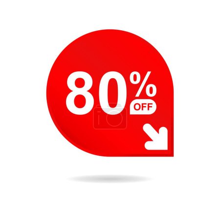 Illustration for Special offer sale red tag. Discount offer price tag, retail promotion campaign symbol, sale promo marketing, 80% discount sticker, shopping day promotional offer. 80 percent off, vector eps10 - Royalty Free Image