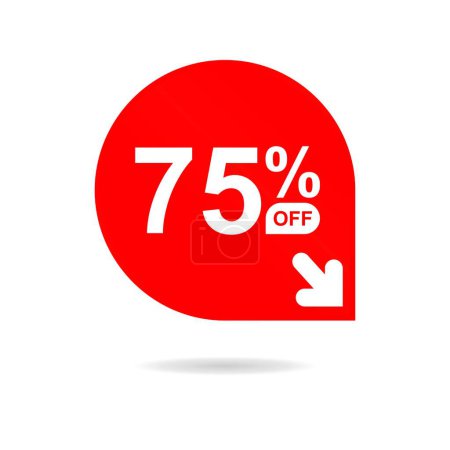 Ilustración de Special offer sale red tag. Discount offer price tag, retail promotion campaign symbol, sale promo marketing, 75% discount sticker, shopping day promotional offer. 75 percent off, vector eps10 - Imagen libre de derechos