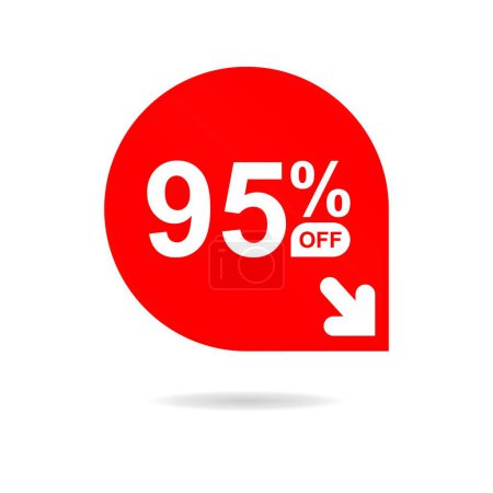 Téléchargez les illustrations : Special offer sale red tag. Discount offer price tag, retail promotion campaign symbol, sale promo marketing, 95% discount sticker, shopping day promotional offer. 95 percent off, vector eps10 - en licence libre de droit