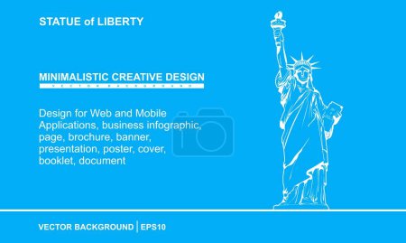 Ilustración de Estatua de la Libertad en la ciudad de Nueva York ilustración vectorial lineal. Estatua de la Libertad Diseño para aplicaciones web y móviles, infografía de negocios, página, folleto, pancarta, presentación, póster, portada, folleto, documento - Imagen libre de derechos