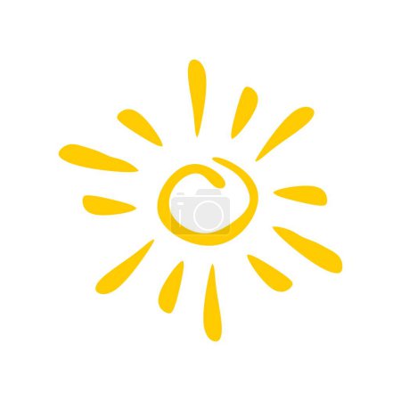 Téléchargez les illustrations : Sun sign. Design doodle sun on white background. vector illustration - en licence libre de droit