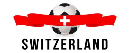 Ilustración de Bandera Suiza con Bola. Pelota de fútbol en el fondo blanco con la bandera de Suiza. Ilustración vectorial para pancarta y póster. - Imagen libre de derechos