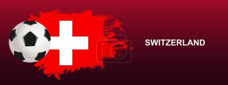 Illustration for Switzerland  Flag with Ball. Soccer ball on the red background with the flag of Switzerland. Vector illustration for banner and poster. - Royalty Free Image