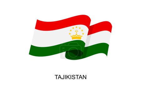 Illustration for Tajikistan flag vector. Flag of Tajikistan on white background. Vector illustration eps10 - Royalty Free Image