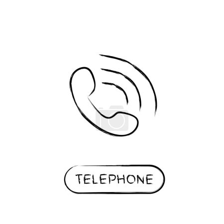 Ilustración de Icono de garabato telefónico. Diseño grunge vector. Teléfono aislado sobre fondo blanco - Imagen libre de derechos