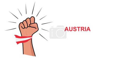 Téléchargez les illustrations : Poing modèle de bannière avec drapeau de l'Autriche. Illustration vectorielle du drapeau autrichien. Concept de bannière de nouvelles avec place pour le texte - en licence libre de droit