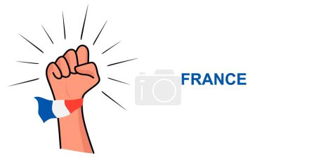 Illustration for Fist banner template with France flag. Vector illustration of France flag. News banner concept with place for text - Royalty Free Image