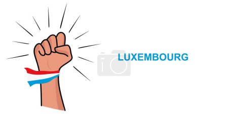 Ilustración de Plantilla de banner puño con la bandera de Luxemburgo. Ilustración vectorial de bandera de Luxemburgo. Concepto de banner de noticias con lugar para texto - Imagen libre de derechos
