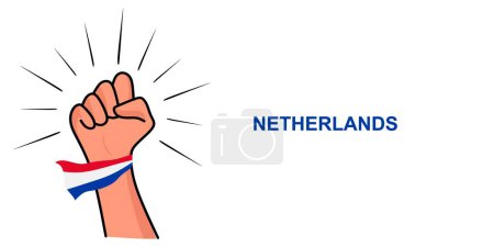 Téléchargez les illustrations : Poing modèle de bannière avec drapeau des Pays-Bas. Illustration vectorielle du drapeau néerlandais. Concept de bannière de nouvelles avec place pour le texte - en licence libre de droit