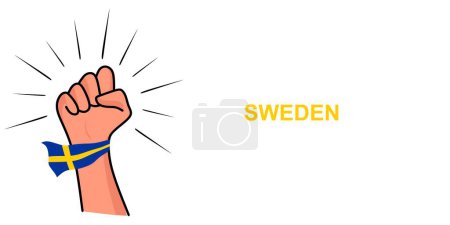 Illustration for Fist banner template with Sweden flag. Vector illustration of Sweden flag. News banner concept with place for text - Royalty Free Image