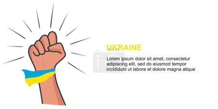 Ilustración de Plantilla de banner de puño con bandera de Ucrania. Ilustración vectorial de bandera de Ucrania. Concepto de banner de noticias con lugar para texto - Imagen libre de derechos