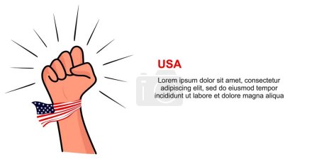Illustration for Fist banner template with USA flag. USA flag vector illustration. Concept for news banner with place for text - Royalty Free Image
