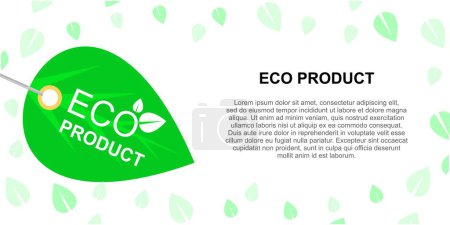 Illustration for Template design for healthy food concept, banner for vegetarian products for eco shop and market on white background, thinking concept, eco friendly banner. 100% naturals. Organic, bio, ecological - Royalty Free Image